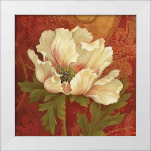 Il Ballo Rosso Square I White Modern Wood Framed Art Print by Gladding, Pamela