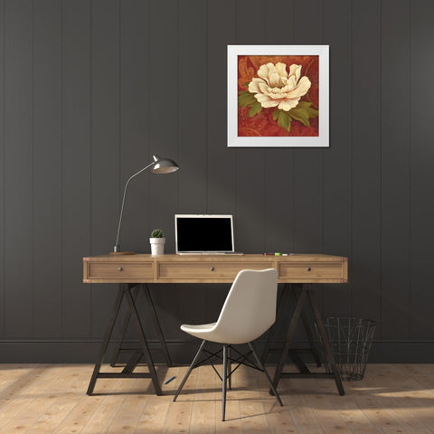 Il Ballo Rosso Square II White Modern Wood Framed Art Print by Gladding, Pamela