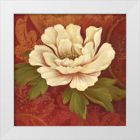 Il Ballo Rosso Square II White Modern Wood Framed Art Print by Gladding, Pamela