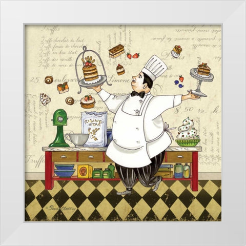 Chef Pastry White Modern Wood Framed Art Print by Gladding, Pamela