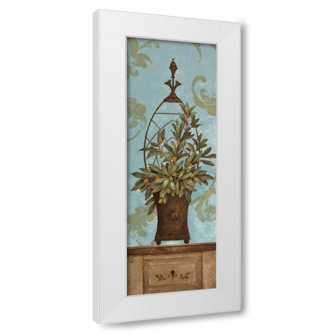 Blue Olive Topiary II White Modern Wood Framed Art Print by Gladding, Pamela
