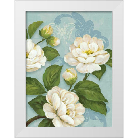 Camellias White Modern Wood Framed Art Print by Gladding, Pamela