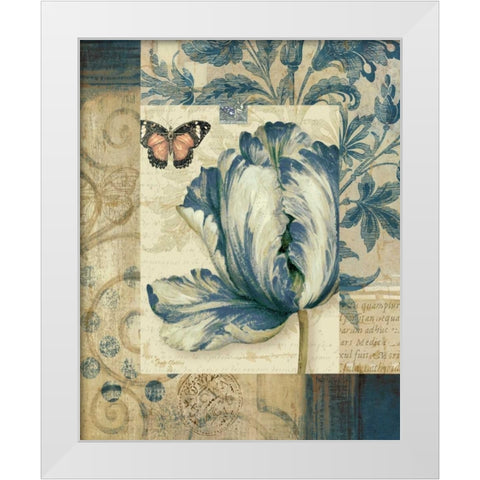 Blue Moods Tulip White Modern Wood Framed Art Print by Gladding, Pamela
