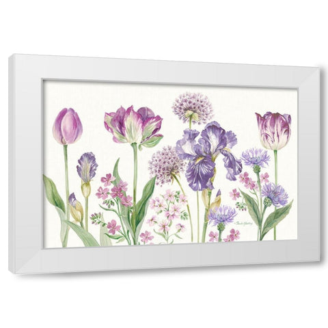 Purple Flowers White Modern Wood Framed Art Print by Gladding, Pamela