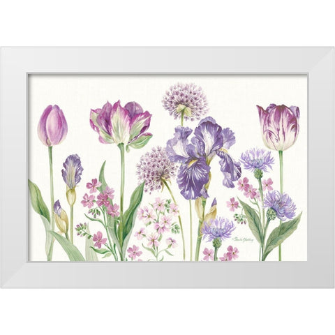 Purple Flowers White Modern Wood Framed Art Print by Gladding, Pamela