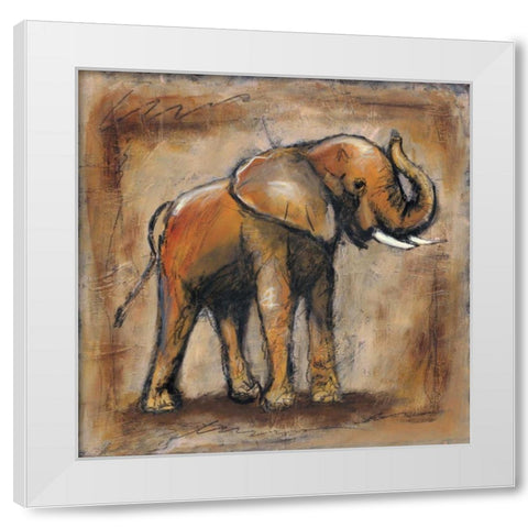 Safari Elephant White Modern Wood Framed Art Print by Gamel, Tara