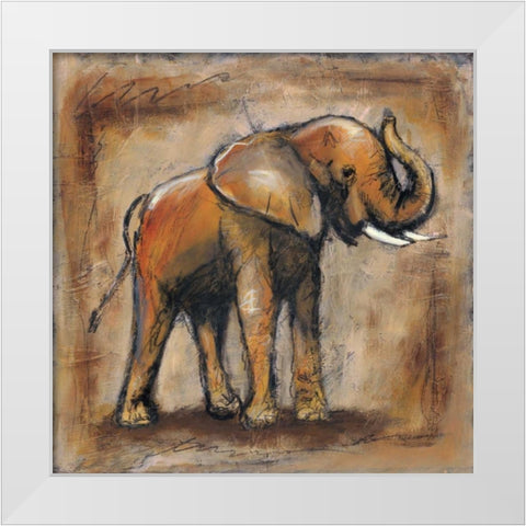 Safari Elephant White Modern Wood Framed Art Print by Gamel, Tara