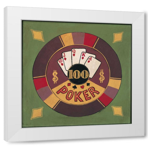 Poker - $I00 White Modern Wood Framed Art Print by Gorham, Gregory