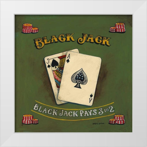 Blackjack White Modern Wood Framed Art Print by Gorham, Gregory