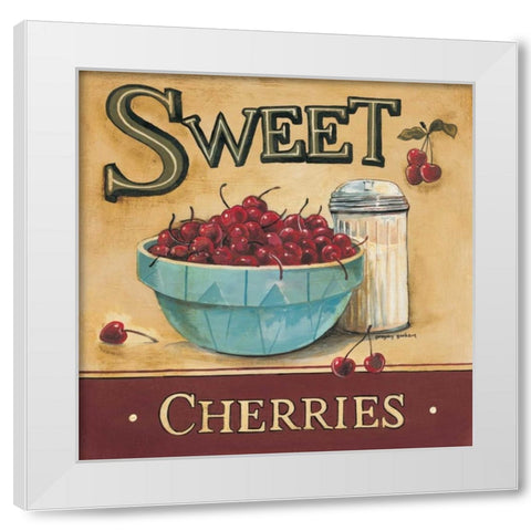 Sweet Cherries White Modern Wood Framed Art Print by Gorham, Gregory
