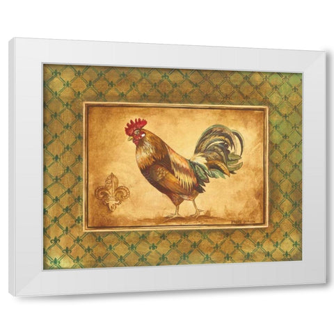 Country Rooster II White Modern Wood Framed Art Print by Gorham, Gregory