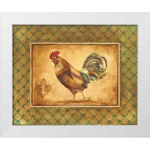 Country Rooster II White Modern Wood Framed Art Print by Gorham, Gregory