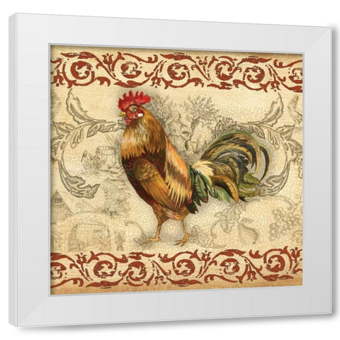 Toile Rooster I White Modern Wood Framed Art Print by Gorham, Gregory