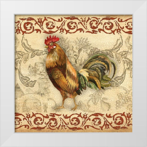 Toile Rooster I White Modern Wood Framed Art Print by Gorham, Gregory