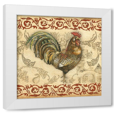Toile Rooster III White Modern Wood Framed Art Print by Gorham, Gregory