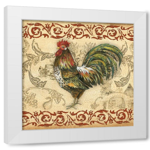 Toile Rooster IV White Modern Wood Framed Art Print by Gorham, Gregory