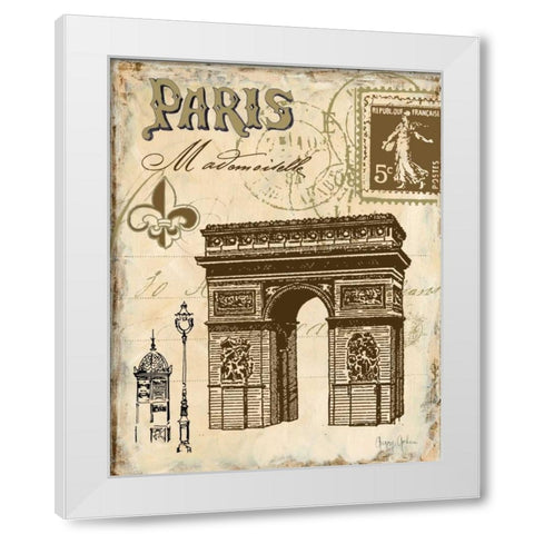 Paris Collage II White Modern Wood Framed Art Print by Gorham, Gregory