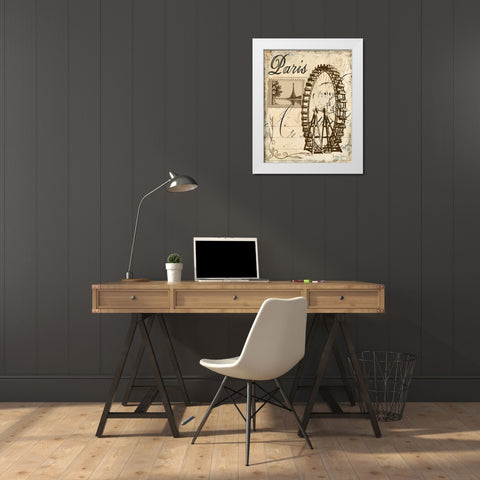 Paris Collage III White Modern Wood Framed Art Print by Gorham, Gregory