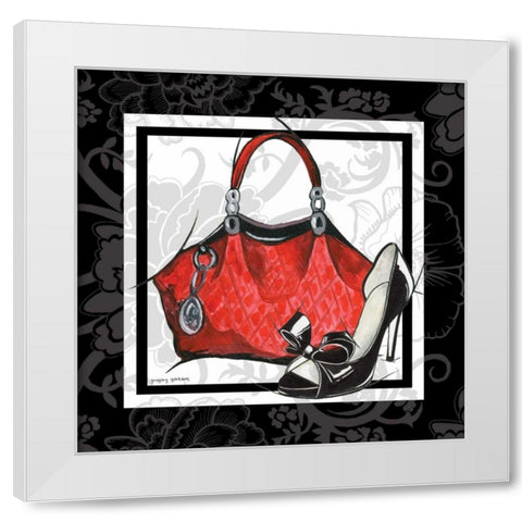 Purse and Shoe I White Modern Wood Framed Art Print by Gorham, Gregory