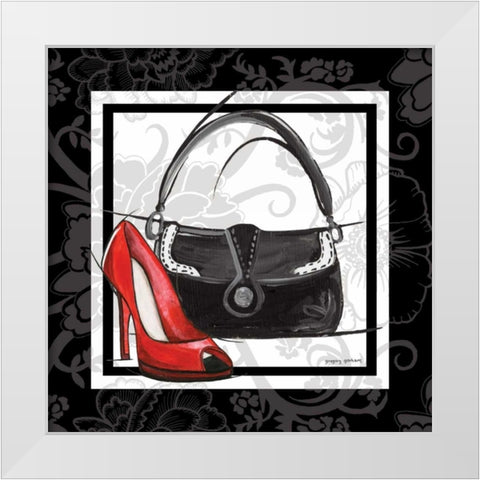 Purse and Shoe II White Modern Wood Framed Art Print by Gorham, Gregory