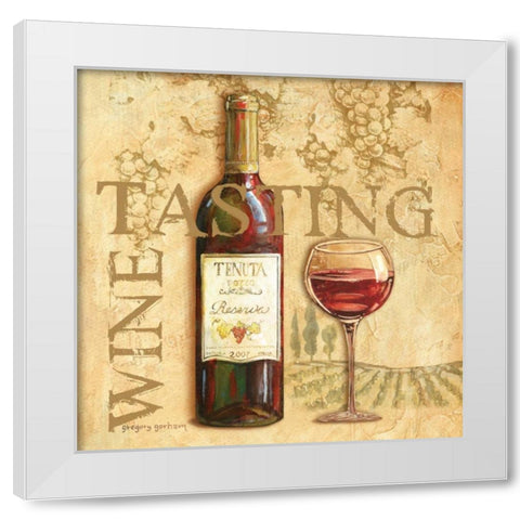Wine Tasting Square White Modern Wood Framed Art Print by Gorham, Gregory