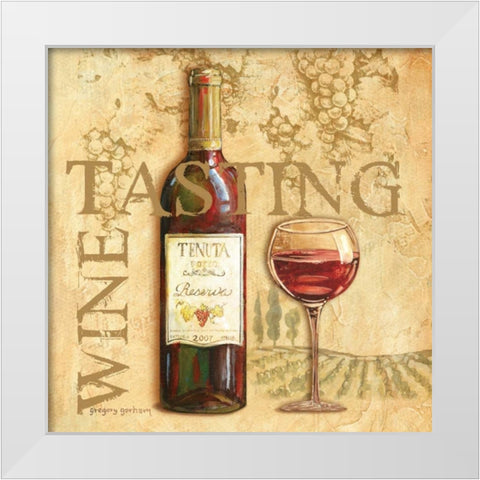 Wine Tasting Square White Modern Wood Framed Art Print by Gorham, Gregory