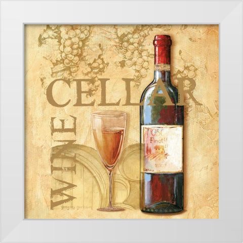 Wine Cellar Sqaure White Modern Wood Framed Art Print by Gorham, Gregory