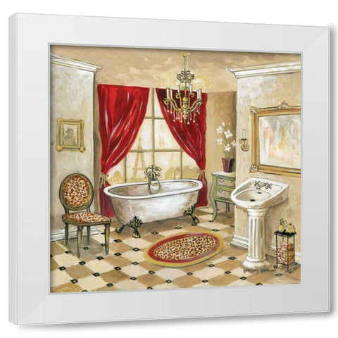 Leopard Parisian Bath White Modern Wood Framed Art Print by Gorham, Gregory