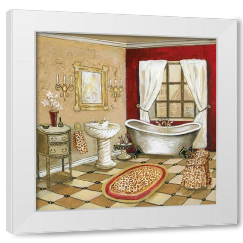 Leopard Florentine Bath White Modern Wood Framed Art Print by Gorham, Gregory