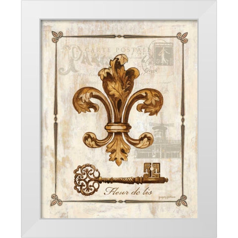Fleur de Lis White Modern Wood Framed Art Print by Gorham, Gregory
