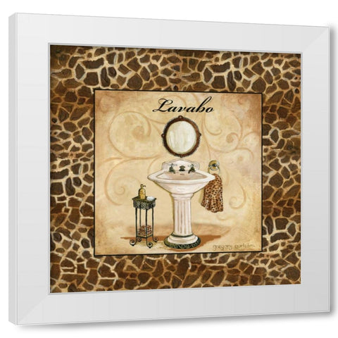 Giraffe Lavabo White Modern Wood Framed Art Print by Gorham, Gregory