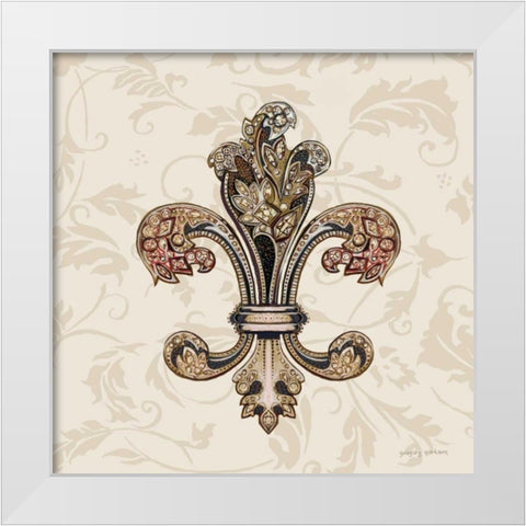 Fleur de Lis Motif I White Modern Wood Framed Art Print by Gorham, Gregory