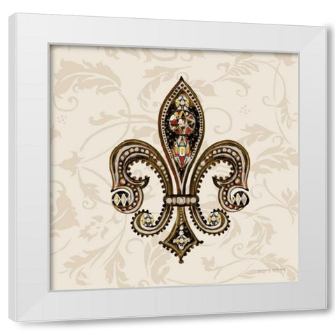 Fleur de Lis Motif II White Modern Wood Framed Art Print by Gorham, Gregory