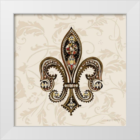 Fleur de Lis Motif II White Modern Wood Framed Art Print by Gorham, Gregory