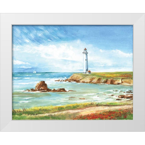 Lighthouse Path White Modern Wood Framed Art Print by Gorham, Gregory