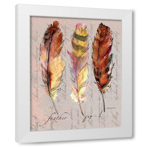Three Feathers I White Modern Wood Framed Art Print by Gorham, Gregory