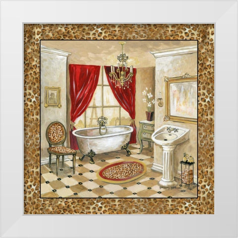 Leopard Parisian Bath II White Modern Wood Framed Art Print by Gorham, Gregory
