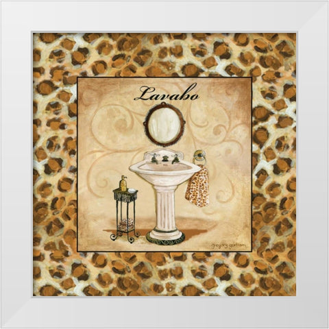 Leopard Lavabo White Modern Wood Framed Art Print by Gorham, Gregory