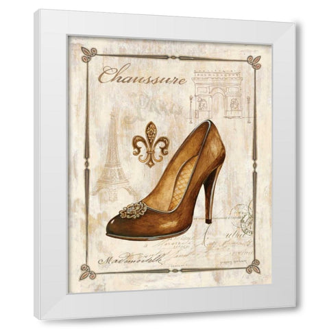 Keys to Paris Chaussure White Modern Wood Framed Art Print by Gorham, Gregory