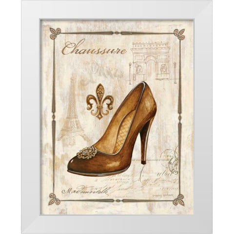 Keys to Paris Chaussure White Modern Wood Framed Art Print by Gorham, Gregory