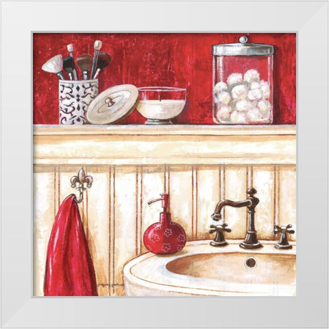 Red Bath II White Modern Wood Framed Art Print by Gorham, Gregory