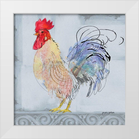 Good Morning Rooster II White Modern Wood Framed Art Print by Gorham, Gregory