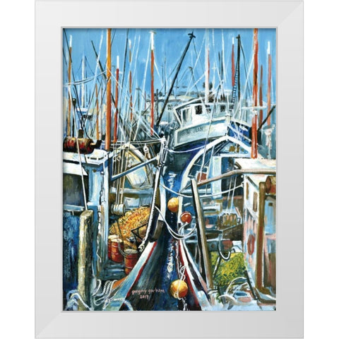 Mac Millian Wharf White Modern Wood Framed Art Print by Gorham, Gregory