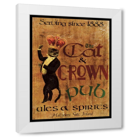 Cat and Crown Pub White Modern Wood Framed Art Print by Giacopelli, Jason