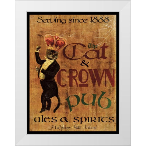 Cat and Crown Pub White Modern Wood Framed Art Print by Giacopelli, Jason