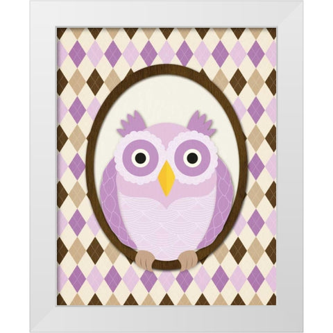 Sitting Owl IV White Modern Wood Framed Art Print by Harbick, N