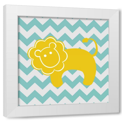 Chevron Lion White Modern Wood Framed Art Print by Harbick, N