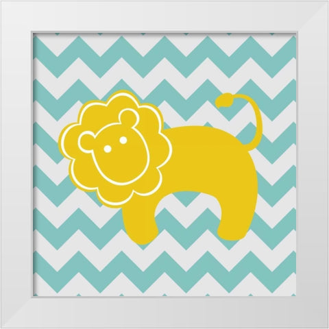Chevron Lion White Modern Wood Framed Art Print by Harbick, N
