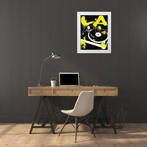 LA Turn Table White Modern Wood Framed Art Print by Harbick, N
