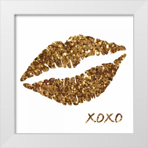 Glitter Lips Sq I White Modern Wood Framed Art Print by Harbick, N.